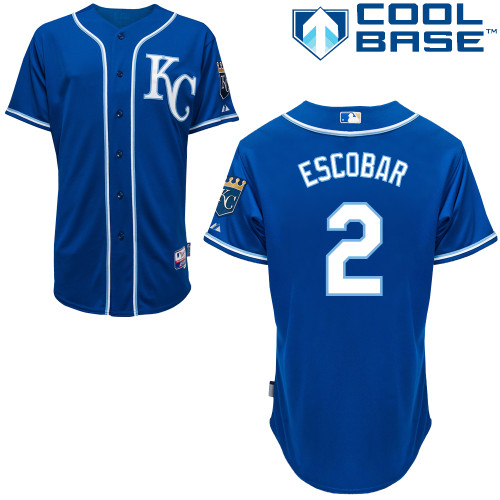 Alcides Escobar #2 Youth Baseball Jersey-Kansas City Royals Authentic 2014 Alternate 2 Blue Cool Base MLB Jersey
